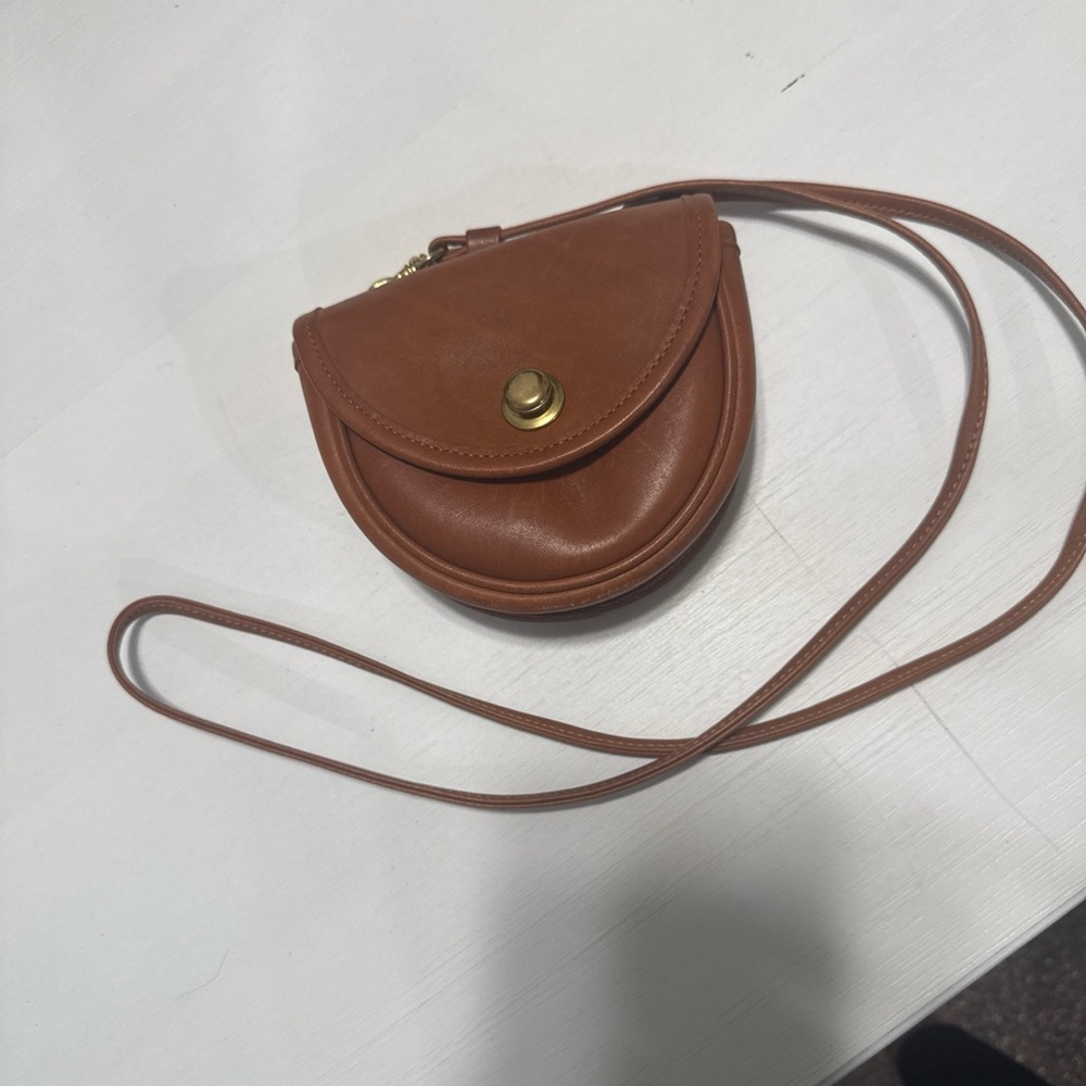 Coach Brown Leather Mini Bag with Gold Accent